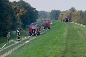 Ćwiczenia strażaków z Chełmna