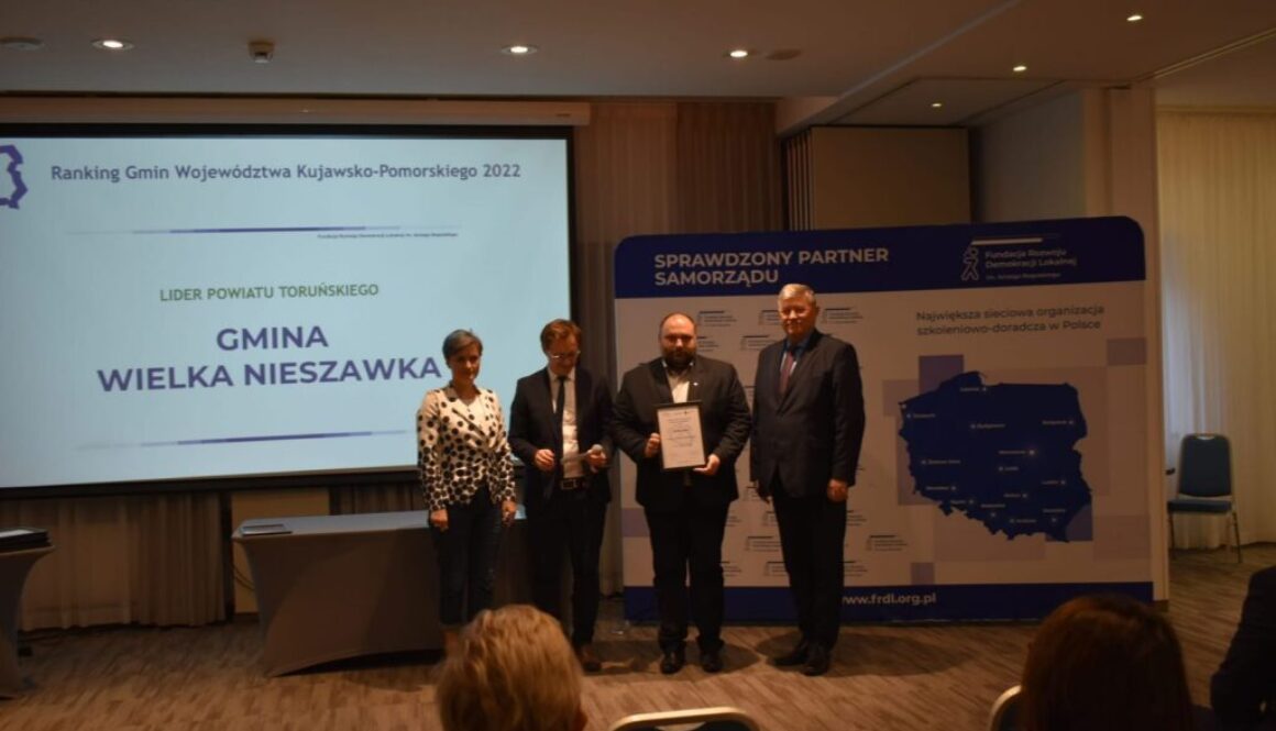 Nagroda dla gminy Wielka Nieszawka, lidera powiatu toruńskiego w Rankingu Gmin