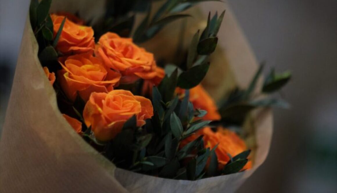 Bukiet pomarańczowych róż