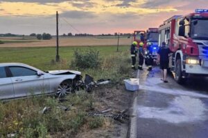 Wypadek na drodze powiatowej z Dobrzejewic do Łążyna