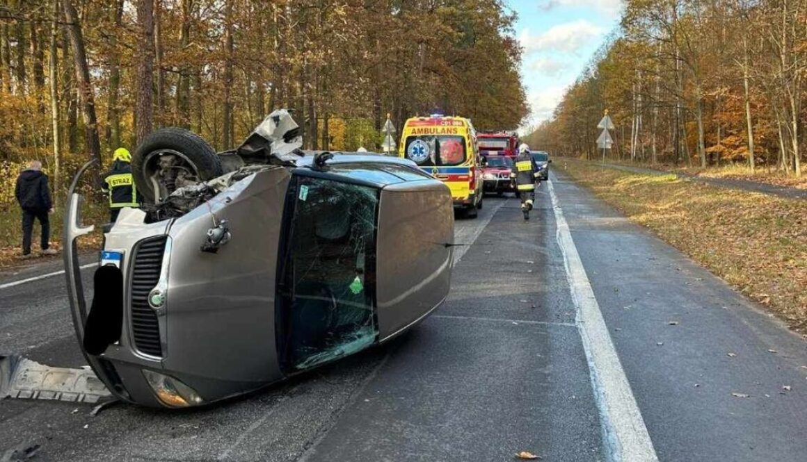 Wypadek na drodze krajowej nr 80 w Pędzewie